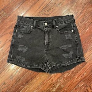 American Eagle Faded Black Denim Shorts
